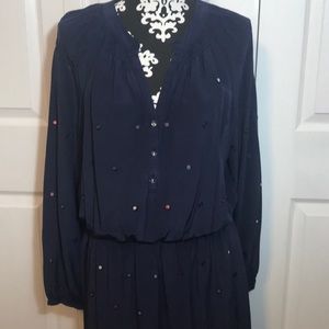 Lilly Pulitzer Navy Silk Dress w/ Silver Cirlces